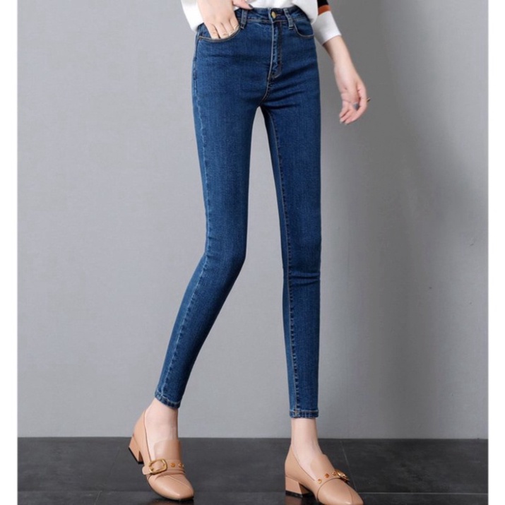 Quần jean nữ đen trơn quần bò nữ cạp cao dáng ôm giãn nở tốt [Z02] A78 | BigBuy360 - bigbuy360.vn