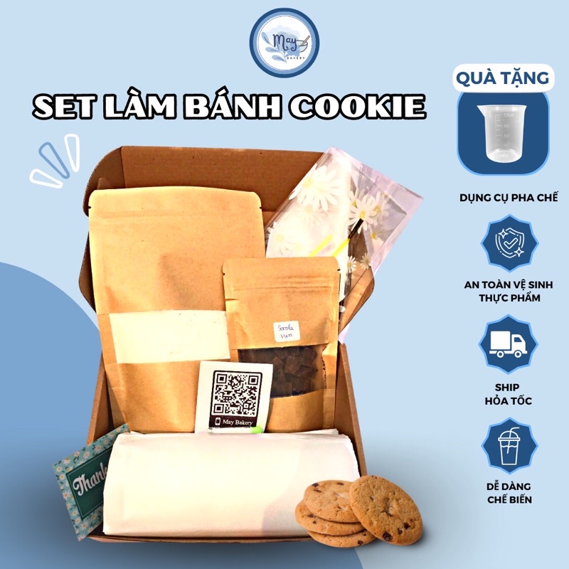 COMBO Nguyên liệu làm bánh QUY, SET bột tự làm bánh QUY, bánh COOKIE Truyền thống và Socola | Tiệm Bánh Nhà May