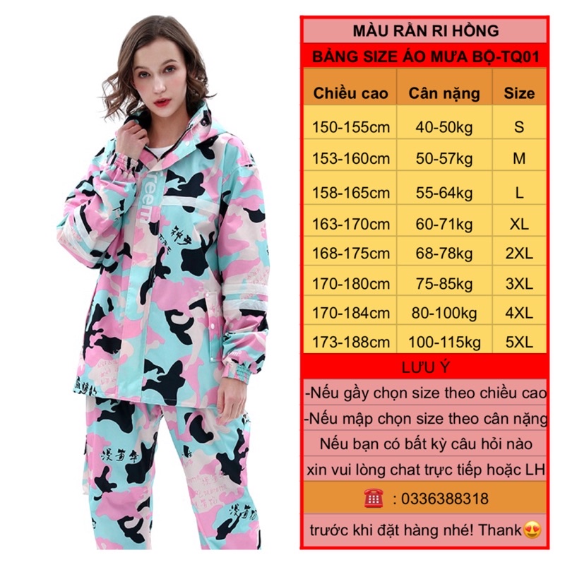 Bộ quần áo mưa thời trang cao cấp chống thấm 98% 40-120kg có phản quang, mũ liền