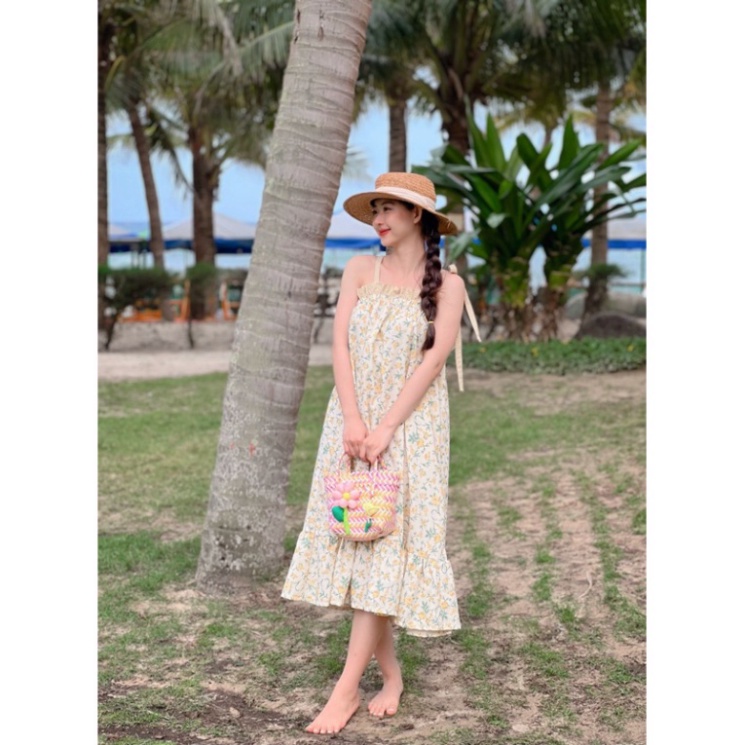 Đầm đôi mẹ và bé chất linen hoạ tiết hoa xinh xắn