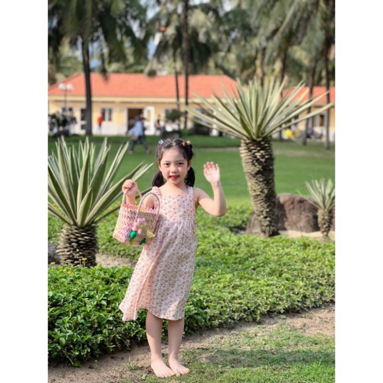 Đầm đôi mẹ và bé chất thô cotton hoạ tiết hoa hồng dễ thương