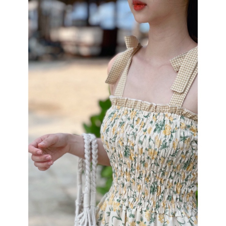 Set đồ đôi mẹ và bé, Jumsuit cho bé chất linen hoạ tiết hoa mùa hè