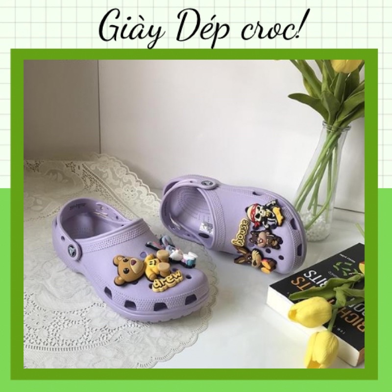 Dép Sục Cross Band Drew House Màu Tím + Sticker 3D Full Hộp