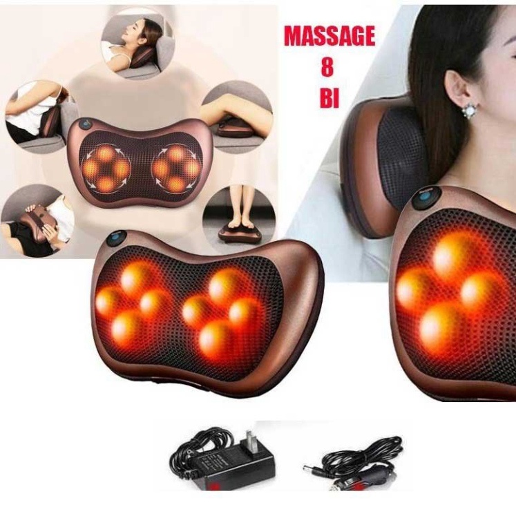 Gối massage cổ vai gáy mặt trời 8 bi Hàn Quốc, máy massage body giúp làm giảm đau nhức vai gáy, bh 12 tháng - GMX4 New N