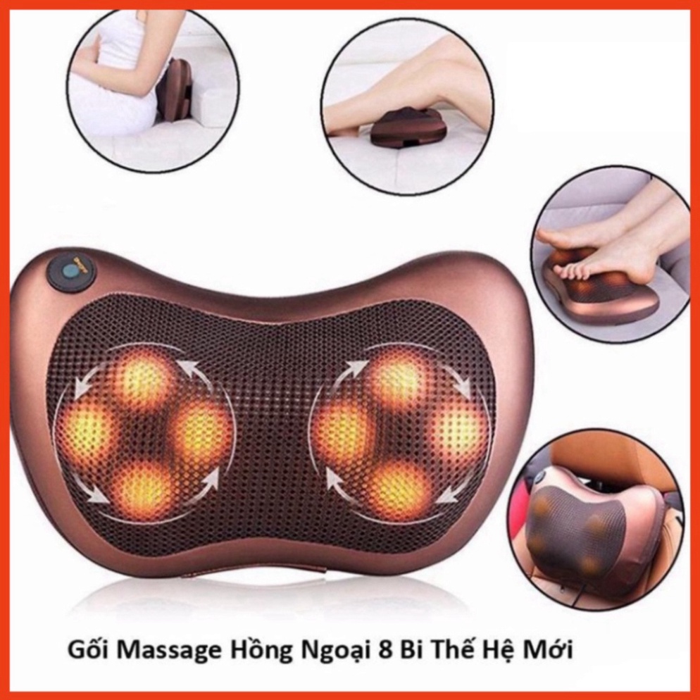 Gối massage cổ vai gáy mặt trời 8 bi Hàn Quốc, máy massage body giúp làm giảm đau nhức vai gáy, bh 12 tháng - GMX4 New N