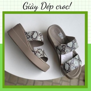 [Sale] Dép Cross Đế Cao Brooklyn Mid Wedge Màu Da Rắn Hàng Chuẩn Full Box,Tag Hãng