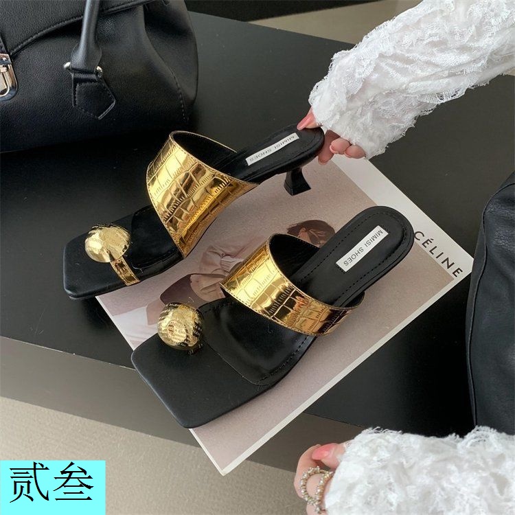 Dép Sandal Hở Ngón Đế Xuồng Quai Ngang Đính Đá Thời Trang Mùa Hè 2023 Cho Nữ