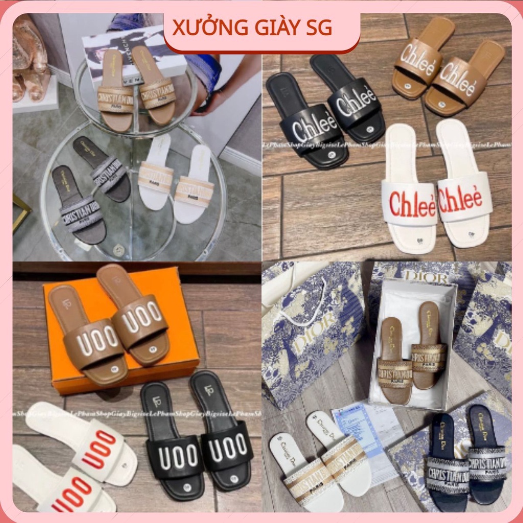 Dép Nữ Đẹp Mang Đi Làm Đi Chơi DI.OR - Chlee - UOO, Dép Lê Nữ Quai Ngang Họa Tiết Hoa Văn Cực Xinh Mang Êm Chân HOT 2023