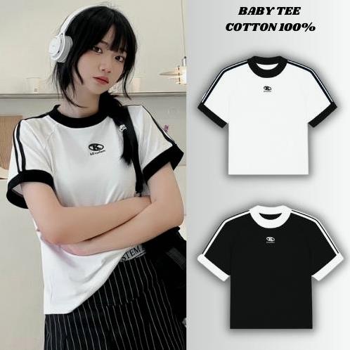 Áo baby tee Killsystem form fit Jessi màu trắng logo K viền tay chất vải cotton 100% Seller.LocalBrand