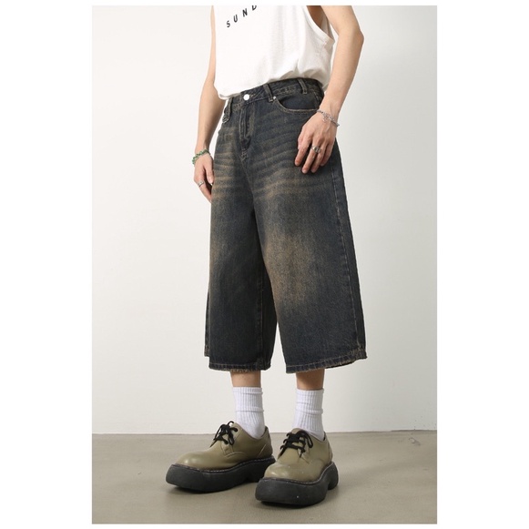 Quần baggy jeans short màu dirtwash cạp cao, oversize jort lowrise dáng wide fit Brokeboiz