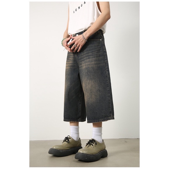 Quần baggy jeans short màu dirtwash cạp cao, oversize jort lowrise dáng wide fit Brokeboiz