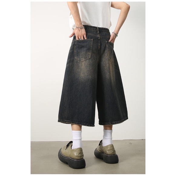 Quần baggy jeans short màu dirtwash cạp cao, oversize jort lowrise dáng wide fit Brokeboiz