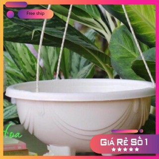 Chậu chảo nhựa treo trồng cây hoa,cây cảnh-Chậu chảo gồm chậu và dây tro