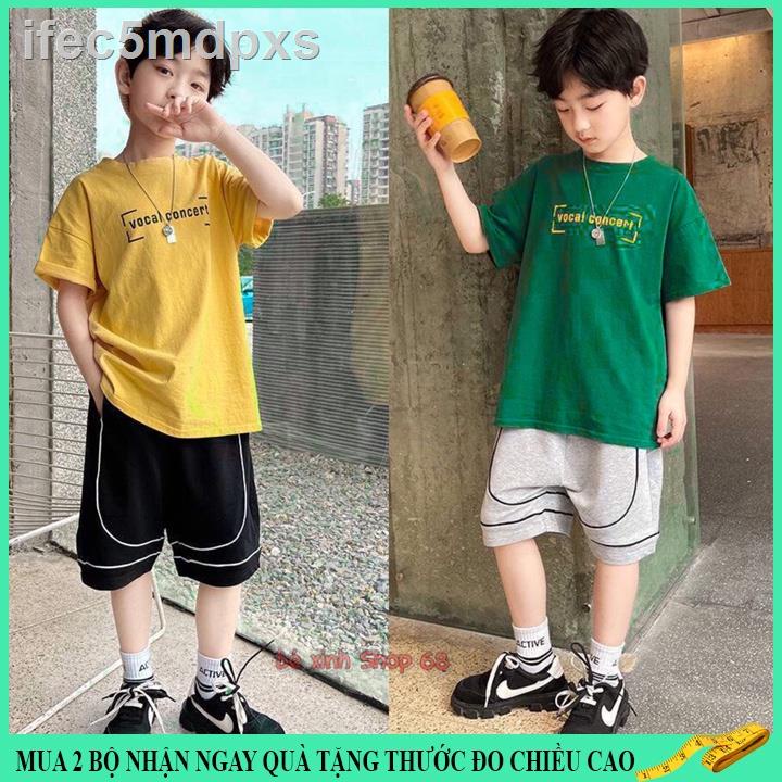◊☍Set quần áo bé trai từ 15-45kg, đồ bộ 4-14 tuổi vocal nam tính, trẻ em mùa hè thoáng mát,hàng may kĩ