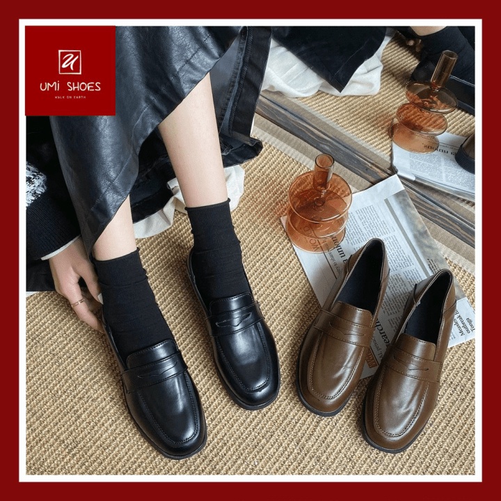 ˢᴴᴼᴱˢ ᶠᴼᴿ ʸᴼᵁ ◄ Giày búp bê nữ đế bằng retro đơn giản màu đen/nâu cá tính mũi vuông năng động xinh đẹp hot trend mẫu mớ