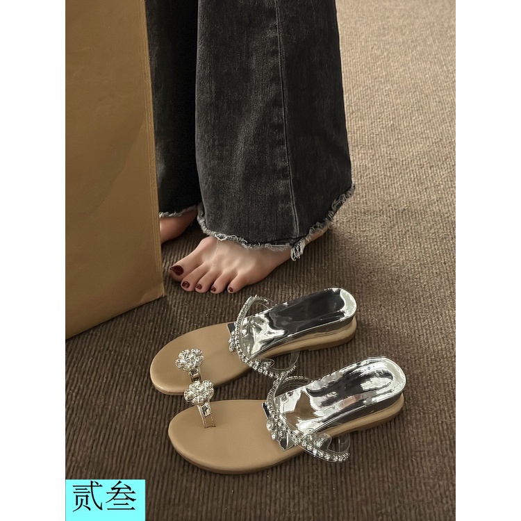 Dép Sandal Xỏ Ngón Đính Đá Thời Trang Xuân Hè 2023 Dành Cho Nữ