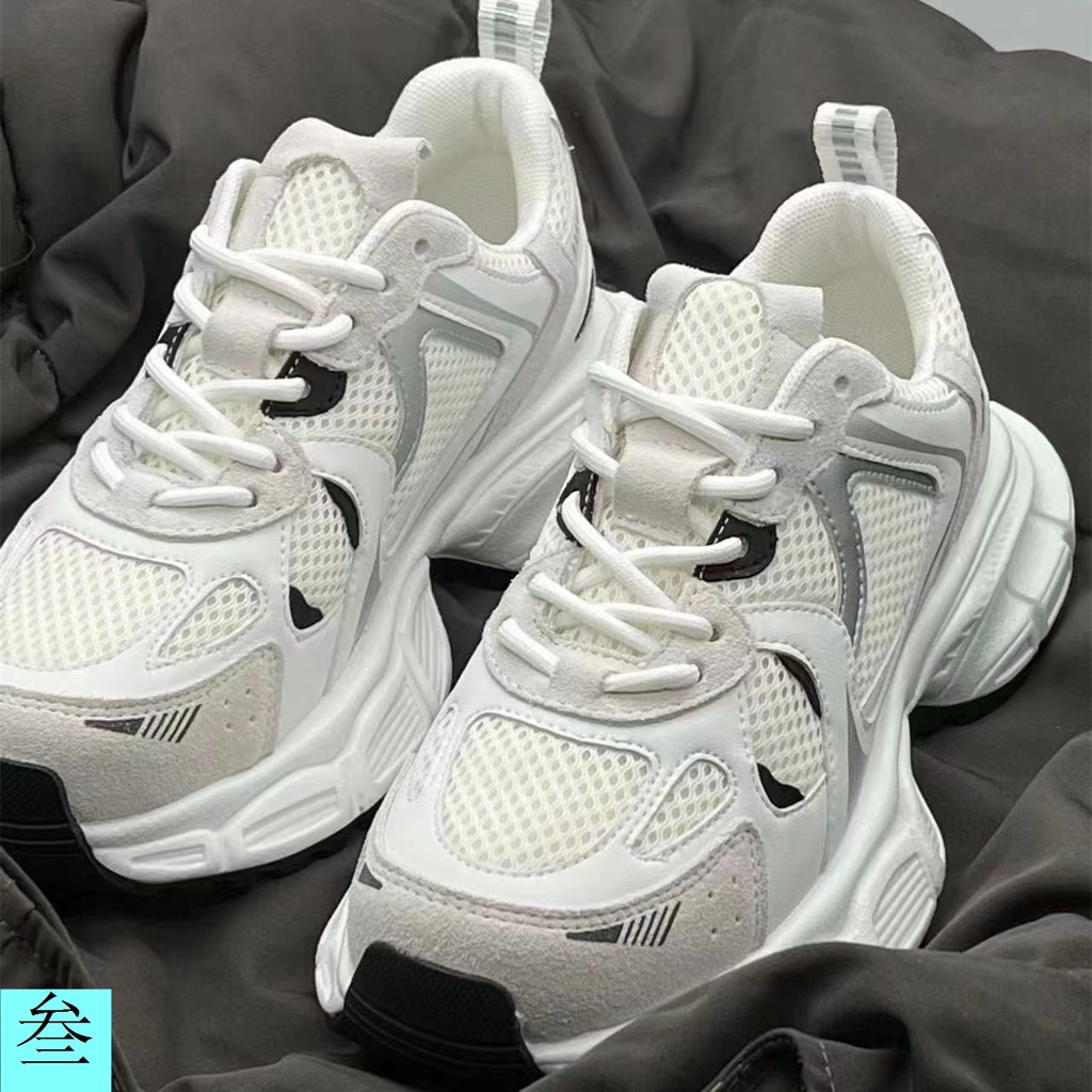 Giày Thể Thao Đế Dày Tăng Chiều Cao Phối Lưới Thoáng Khí Thời Trang Mùa Xuân 2023 Cho Nữ