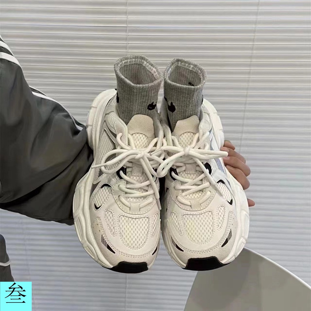 Giày Thể Thao Đế Dày Tăng Chiều Cao Phối Lưới Thoáng Khí Thời Trang Mùa Xuân 2023 Cho Nữ