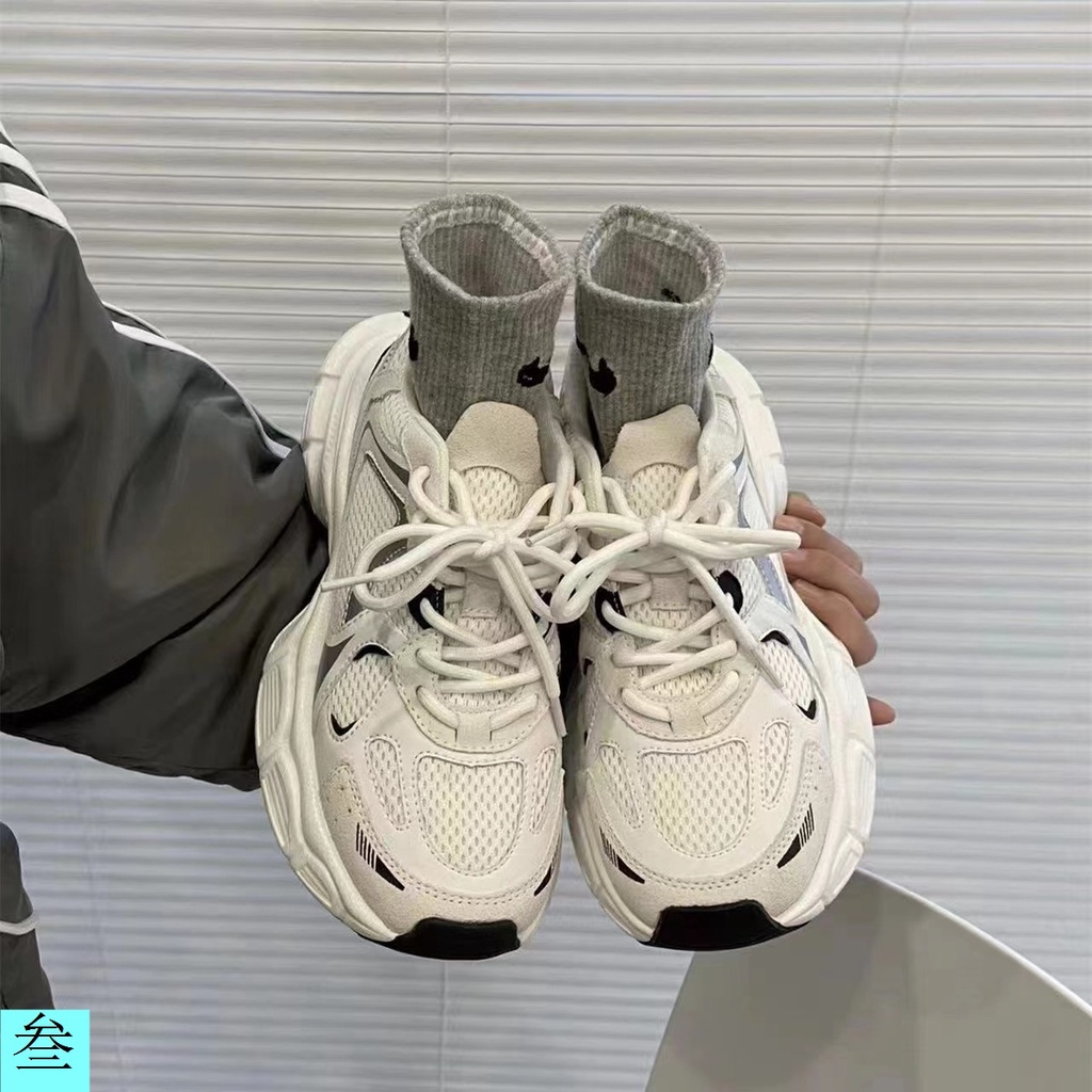 Giày Thể Thao Đế Dày Tăng Chiều Cao Phối Lưới Thoáng Khí Thời Trang Mùa Xuân 2023 Cho Nữ