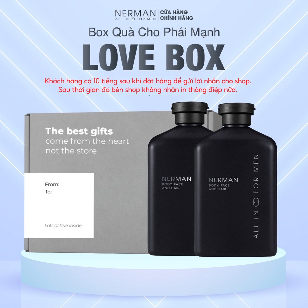 Bộ quà tặng nam giới LOVE BOX - 2 Sữa tắm gội hương nước hoa cao cấp NERMAN 350ml/chai