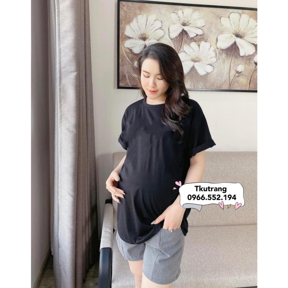 Áo bầu thun cotton siêu mềm đẹp và mát, HÀNG CHUẨN, dáng tay rơi trẻ trung phom rộng mặc tới bầu to - SBA175
