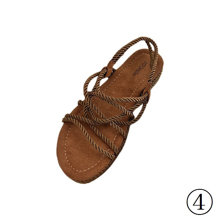 Celebrity Giày Sandal Dây Rơm Gai Dầu Thủ Công Đế Dày Cỡ Lớn Độc Đáo Hợp Thời Trang