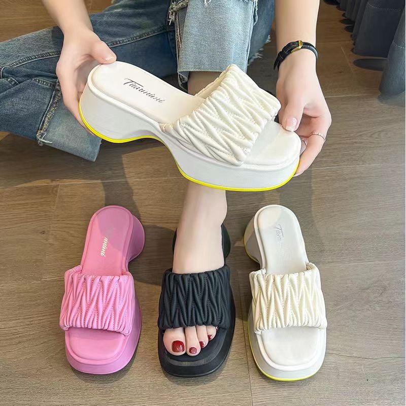 Dép lê đế dày kiểu Pháp đi bên ngoài nữ