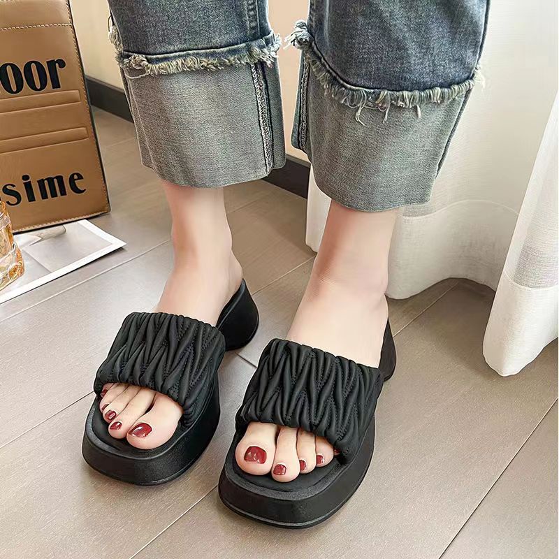 Dép lê đế dày kiểu Pháp đi bên ngoài nữ