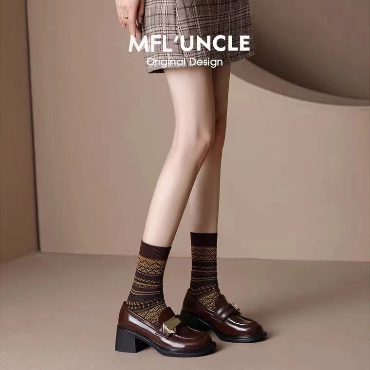 Giày búp bê lolita mary jane Giày Da Cao Gót Đế Dày Phong Cách Anh Quốc Cổ Điển Thời Trang Xuân Thu 2023 Cho Nữ