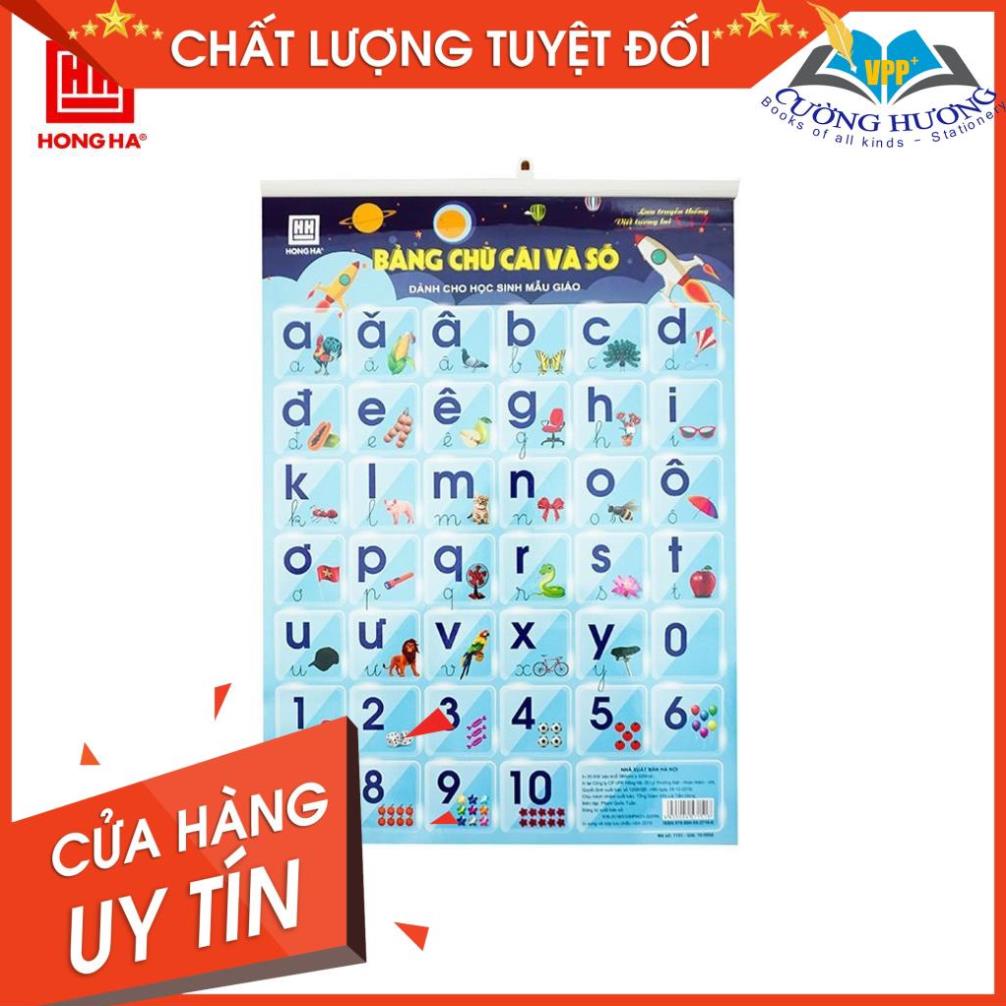 Combo 5 Bảng chữ cái và số mẫu giáo có nẹp treo Hồng Hà (7151)