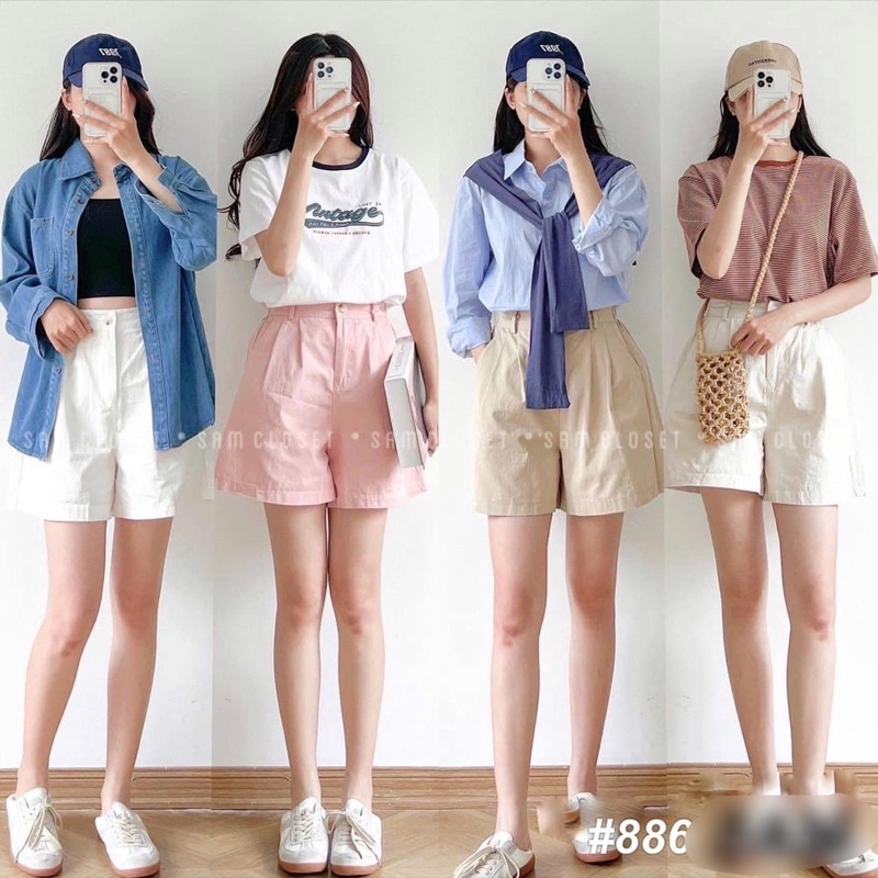 Quần short thô cài cúc có chun sau form siêu cưng full 9 màu qc