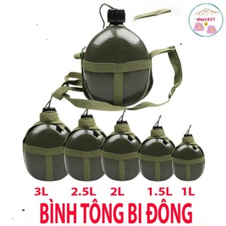 Binh bi đông 3 Lít kiểu truyền thống thời lính binh cách bình tông đựng nước đựng riệu