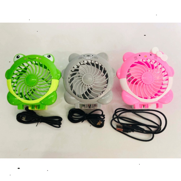 Quạt mini xách tay sạc hello kitty có đèn led, Quạt mini năng lượng MINION xinh xắn HR5661