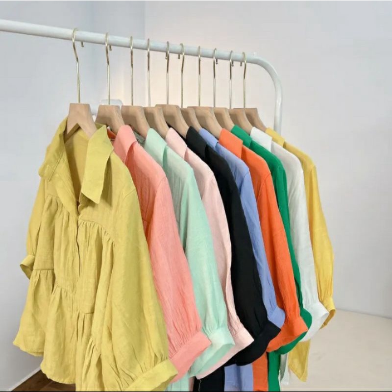 Áo Babydoll Bèo Nhún Chất Liệu Voan Tơ Mỏng Mát Ngắn Tay