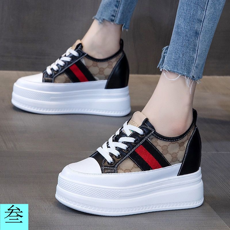 Giày Thể Thao Đế Dày 8Cm 2023 Phối Lưới Thoáng Khí Thời Trang Mùa Hè Cho Nữ