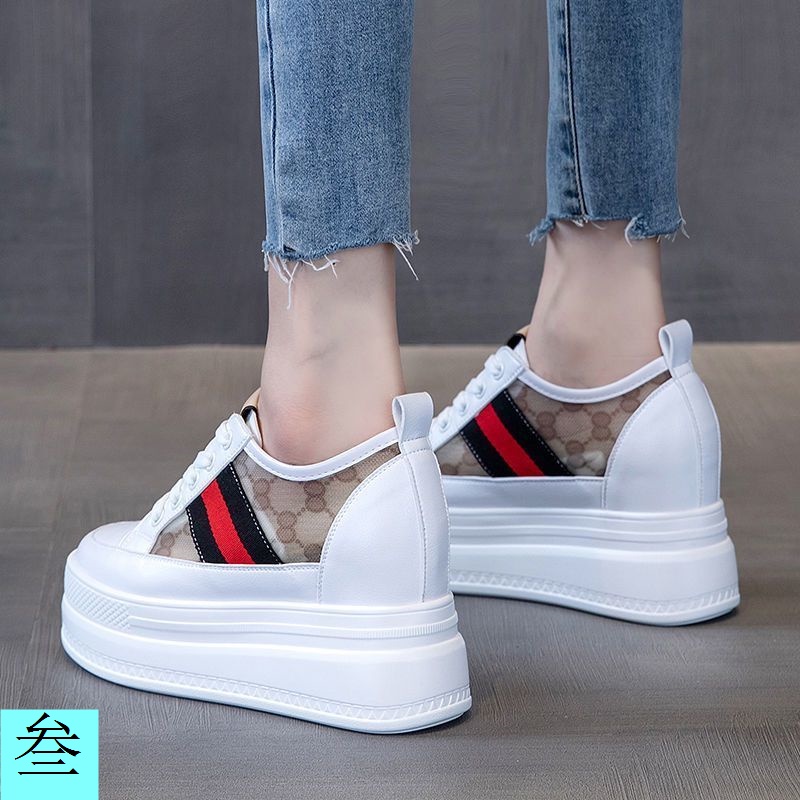 Giày Thể Thao Đế Dày 8Cm 2023 Phối Lưới Thoáng Khí Thời Trang Mùa Hè Cho Nữ