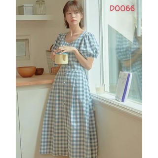 Đầm caro tay bồng xinh xắn