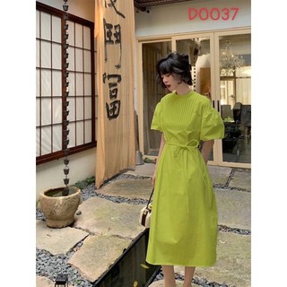 đầm xếp ly ngực xanh cốm