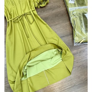 đầm xếp ly ngực xanh cốm