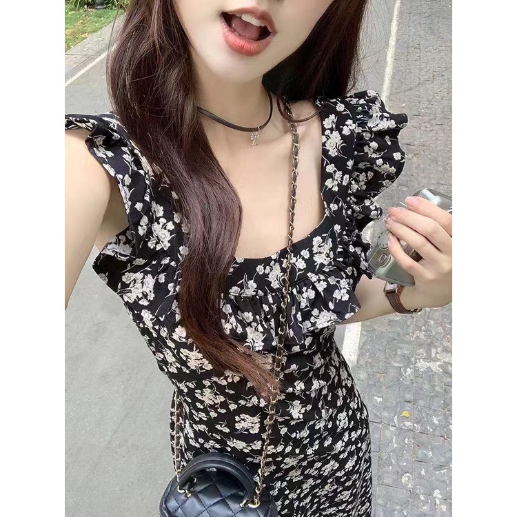 Đầm Hoa Không Tay Dáng Chữ A Lưng Cao Thời Trang Mùa Hè Hàng Mới Dành Cho Bạn Nữ