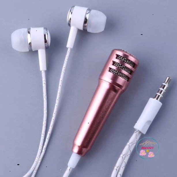 Micro mini di động có dây lỗ cắm 3.5mm tiện nghi cho điện thoại/ máy vi tính cầm tay kèm tai nghe