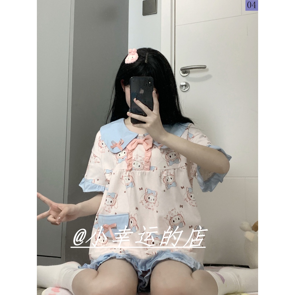 Bộ Đồ Ngủ Tay Ngắn In Hoạt Hình Melody Dễ Thương Thời Trang Mùa Hè 2023 Cho Nữ