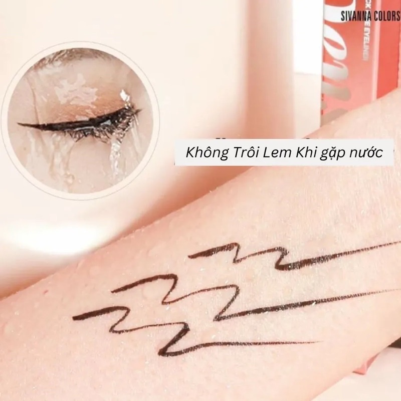 Bút Lông Kẻ Mắt Chống Nước 24 Tiếng SIVANNA COLORS Waterproof Liquid Eyeliner