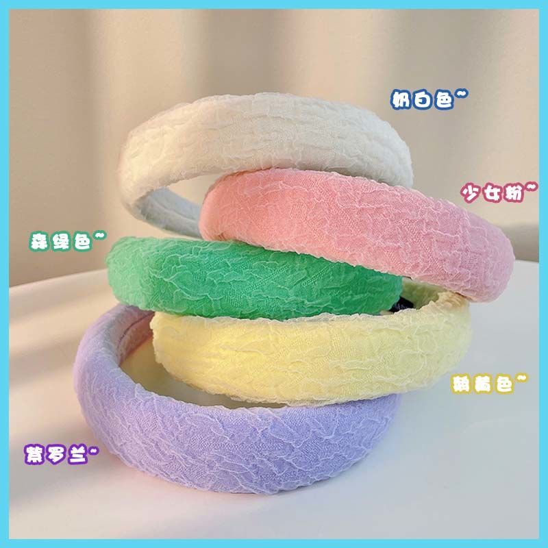 Băng Đô Xốp Phối Ren Lưới Phong Cách Công Chúa Màu macaron Thời Trang Mùa Hè Cho Nữ