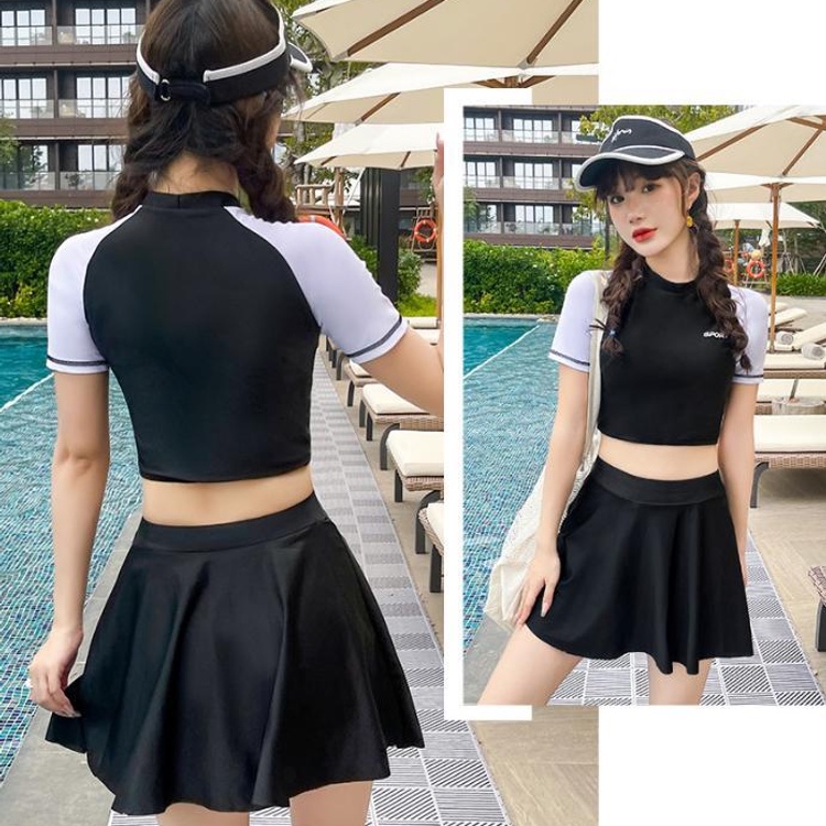 Đồ bơi nữ kín đáo tay ngắn- Bikini đi biển 2 mảnh áo tắm có tay váy xoè- đồ bơi học sinh nữ