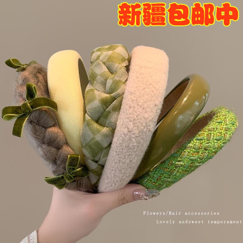 Net red Băng Đô Cài Tóc Bằng Bọt Biển Cỡ Nhỏ Màu Xanh Lá Cây Và Đầu Lâu Tươi Mới Cho Nữ