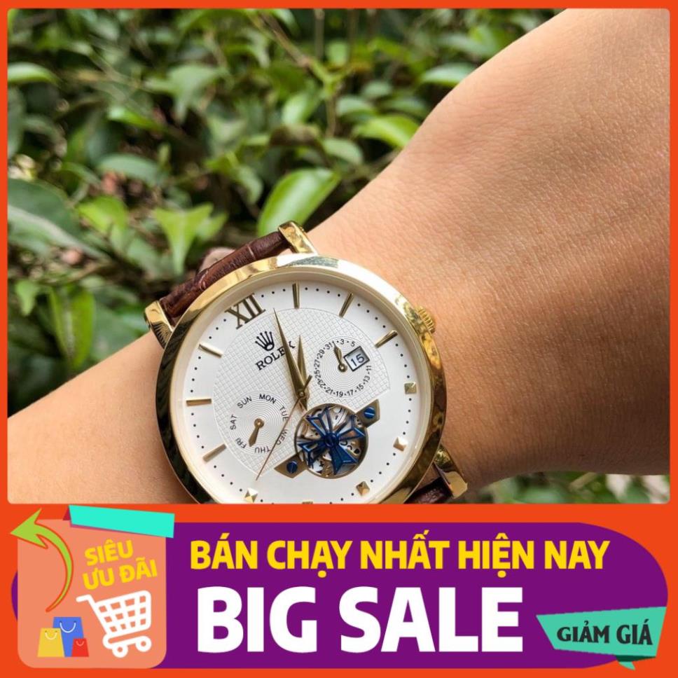 (Rolex nam) Đồng Hồ NAM ROLEX R075b chống Xước, chống xước, dây da cao cấp, hàng có bảo hành.