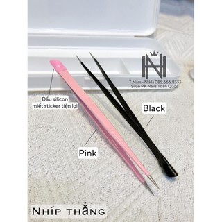 Nhíp Gắp Đá Nail Có Đầu Silicon,nhíp thẳng, miết sticker