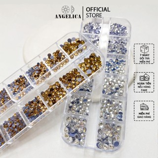 Khay Đá Nail Chân Lưới 16 Khía Đủ Màu Siêu Sáng Bền Chân Đá Đính Móng Trang Trí Nail Chính Hãng ANGELICA