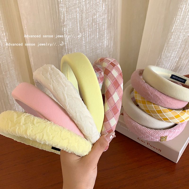 Băng Đô Cài Tóc Bằng Xốp Rộng Màu Vàng Hồng Thời Trang Mùa Hè 2023